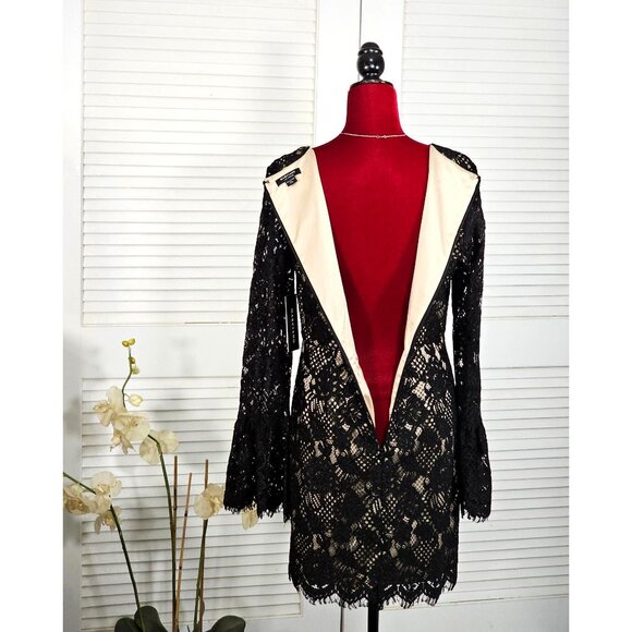 NWT Marciano Women's Black Nylon Enchant Lace Long Sleeve Dress Size Large 1750 - Picture 8 of 15